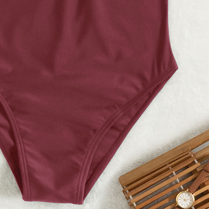 Damen Einteiler Badeanzug mit elegantem Bustier-Schnitt und kurzen Ärmeln Echo Archiv