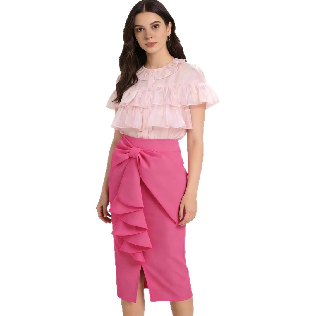 Damen Figurbetonter Midi-Rock mit elegantem Schleifendetail Echo Archiv