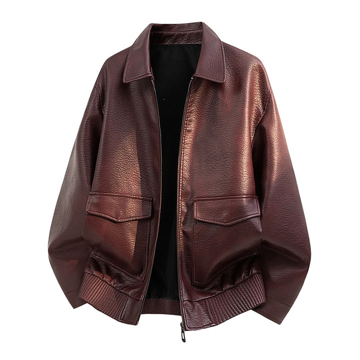 Herren Elegante Kunstleder-Bomberjacke Echo Archiv