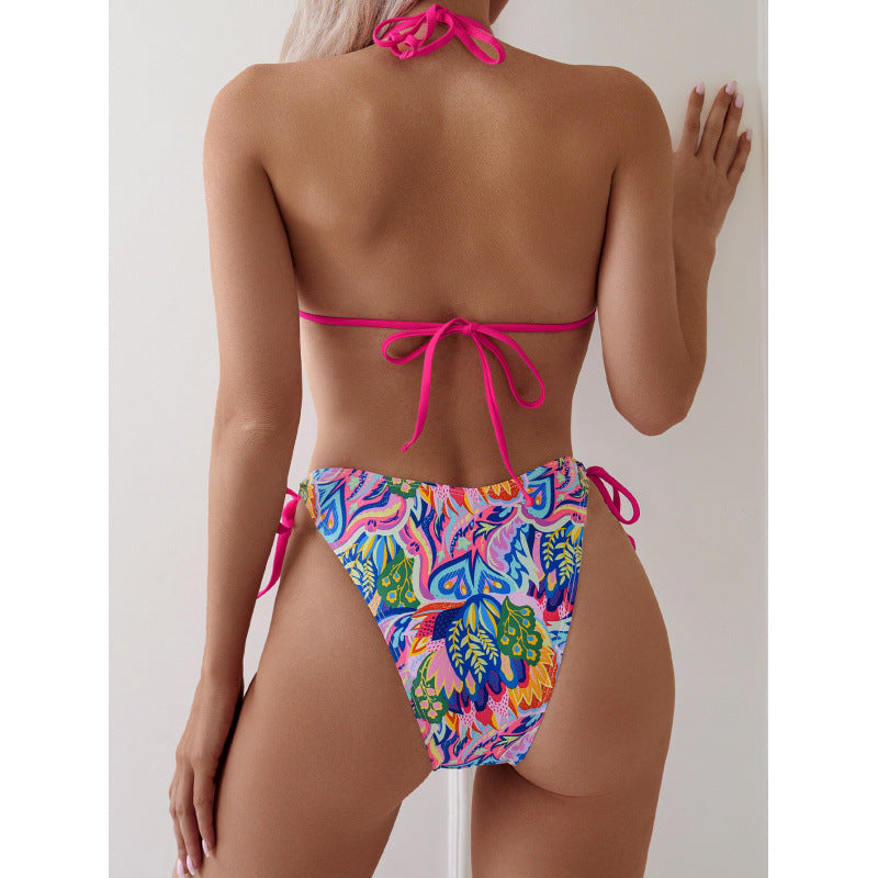Damen Triangel-Bikini mit verspieltem Muster und verstellbaren Bindebändern Echo Archiv