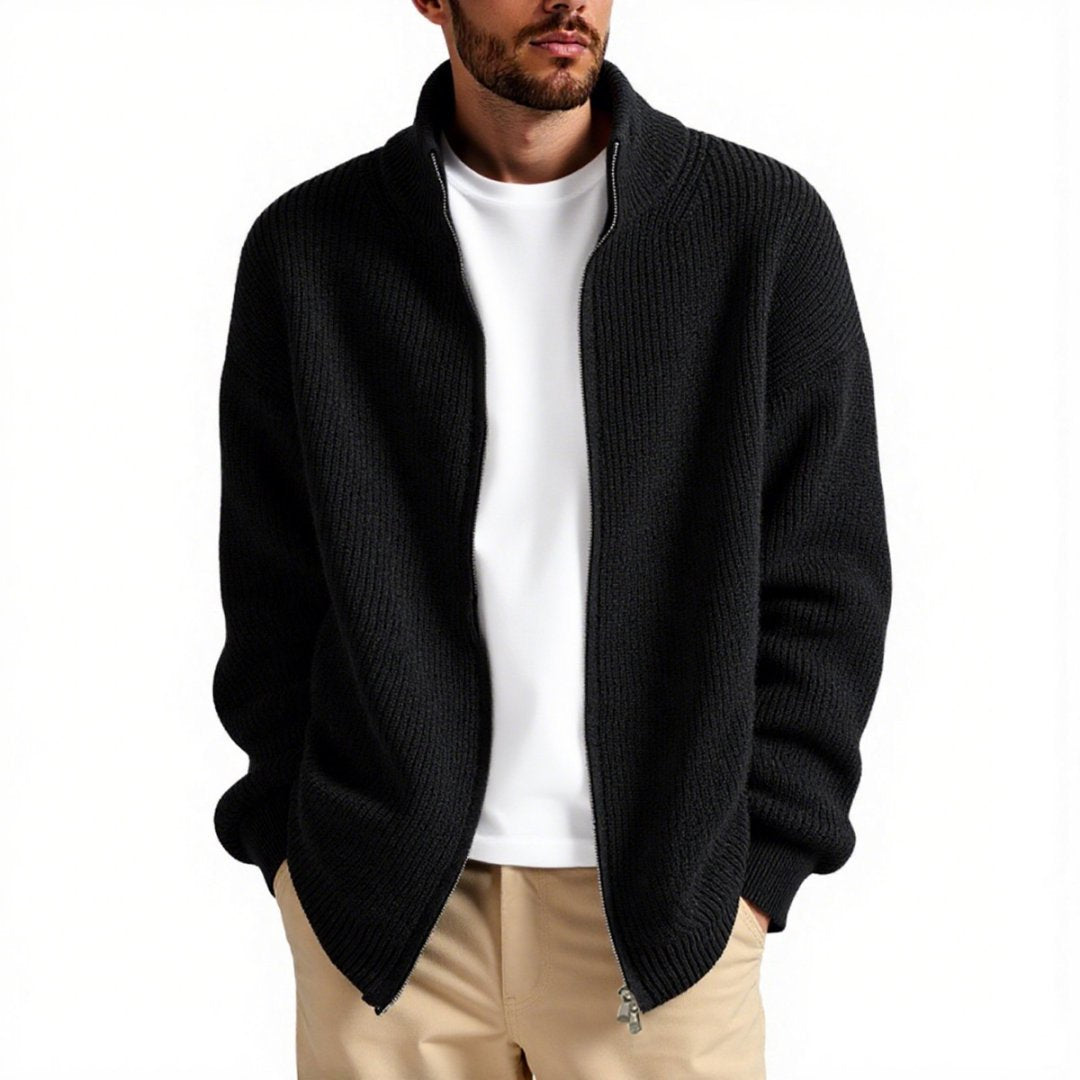 Herren Strickjacke mit hohem Kragen und praktischem Reißverschluss Echoarchiv