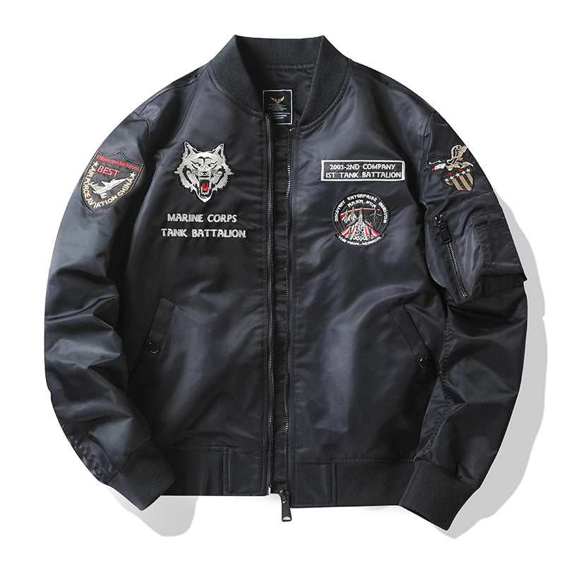 Herren Stylische Bomberjacke mit aufwendigen Applikationen Echo Archiv