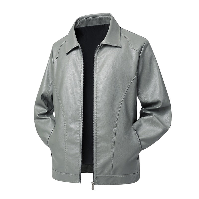 Herren Kunstleder-Übergangsjacke mit Hemdkragen, verdecktem Reißverschluss & Eingrifftaschen Echoarchiv