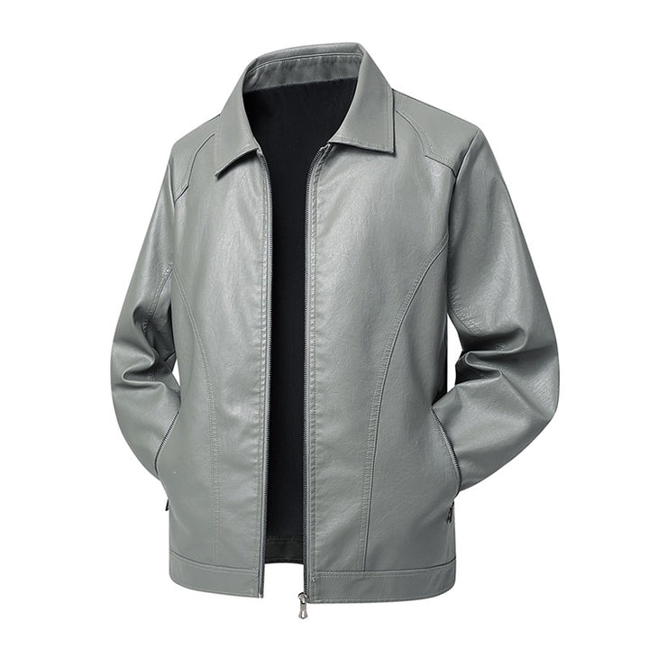 Herren Kunstleder-Übergangsjacke mit Hemdkragen, verdecktem Reißverschluss & Eingrifftaschen Echoarchiv