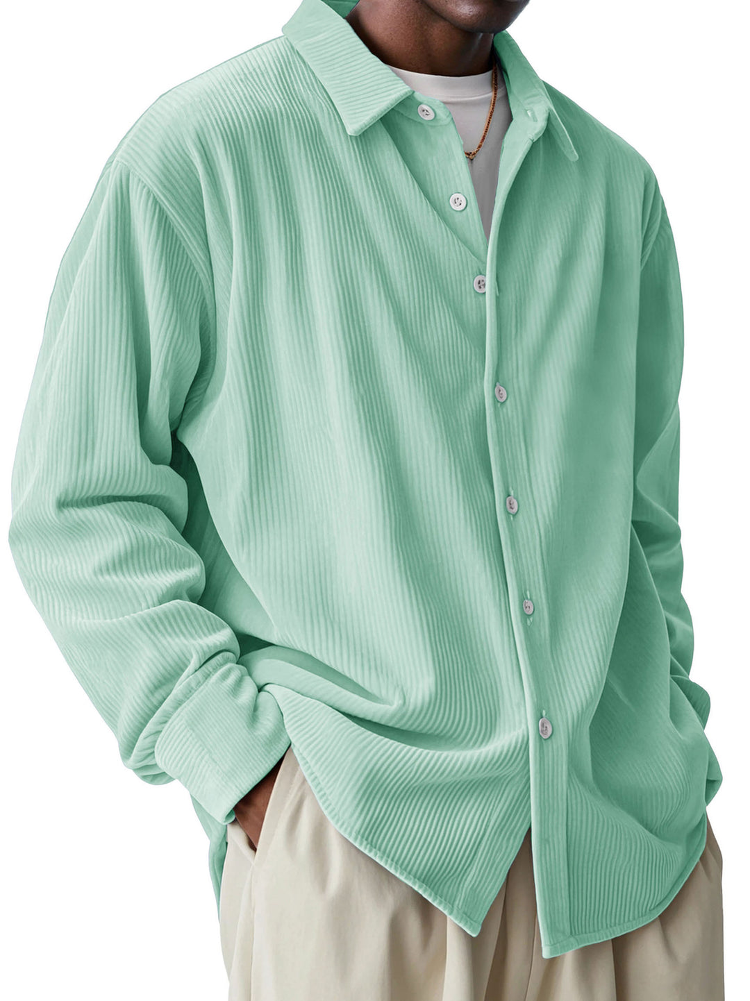 Herren nan oversized Kordhemd mit feiner Rippenstruktur und Relaxed-Fit Echo Archiv