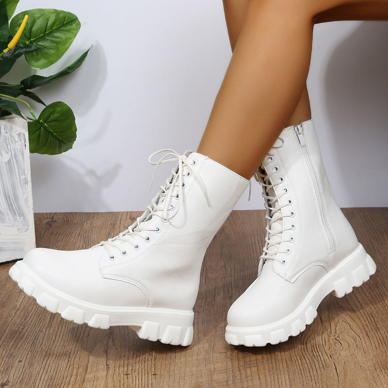 Damen Schnürboots mit robustem PlatEchoarchivu und seitlichem Reißverschluss Echoarchiv