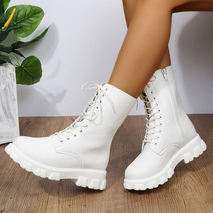 Damen Schnürboots mit robustem PlatEchoarchivu und seitlichem Reißverschluss Echoarchiv