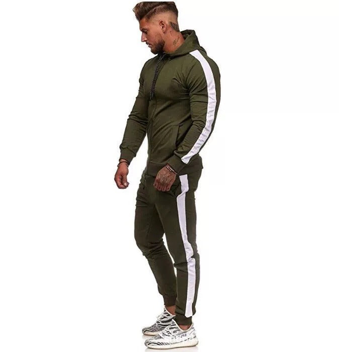 Herren Sportliches Hoodie-Set mit seitlichen Streifen Echoarchiv