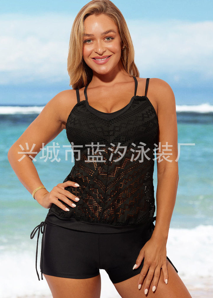 Damen Badekleid mit raffinierter Raffung und elegantem Spitzenmuster Echo Archiv