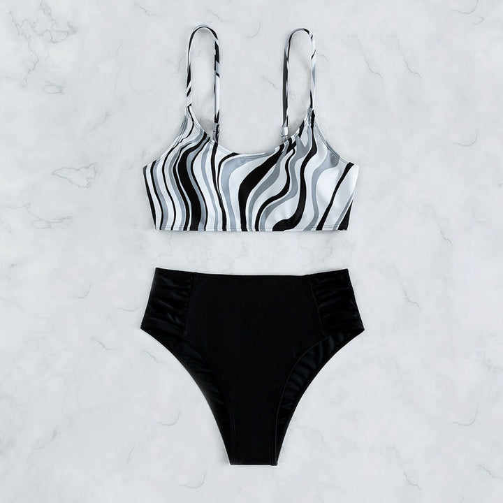 Damen Hochgeschnittener Bikini mit wellenförmigem Oberteil Echo Archiv