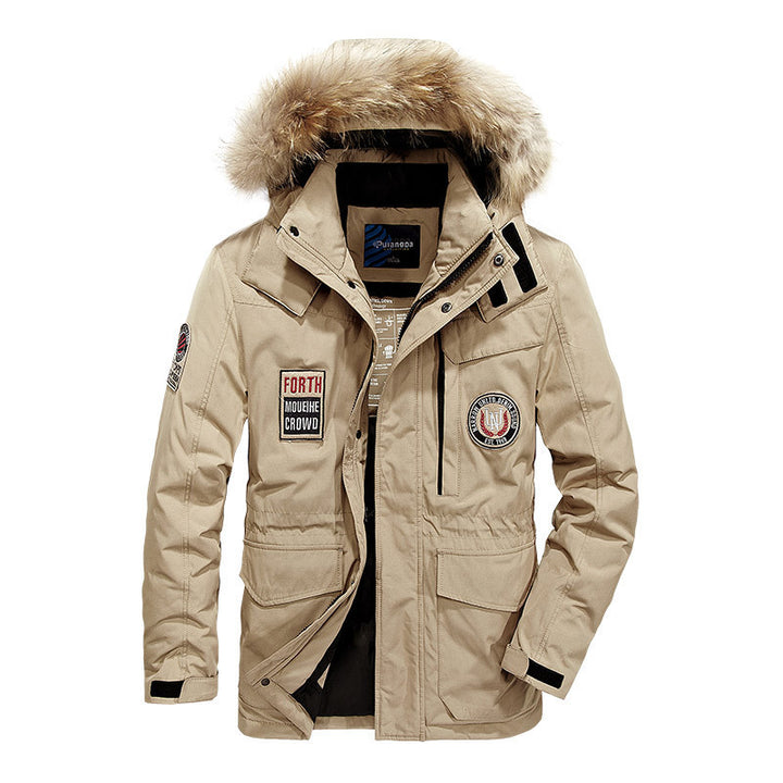 Herren Winterparka mit abnehmbarer Kapuze und Kunstfellbesatz wasserabweisend multifunktionale Taschen Echo Archiv