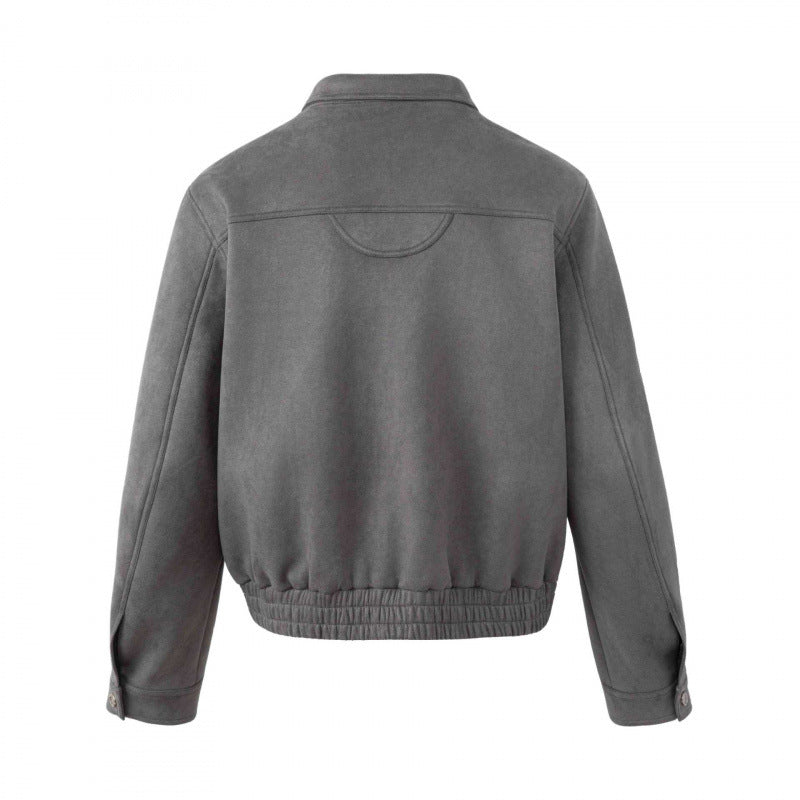 Herren Kurz geschnittener kastiger Blouson im Veloursleder‑Look mit aufgesetzten Reißverschluss‑Taschen und Metalldetail Echo Archiv