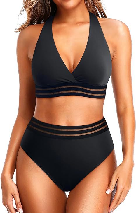 Damen Sportlicher hochtaillierter Bikini Echo Archiv