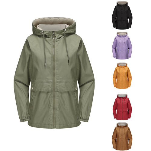 Damen nan leichter wasserabweisender Kapuzenparka mit Tunnelzug, Ringzipper und verdeckter Druckknopfleiste Echo Archiv