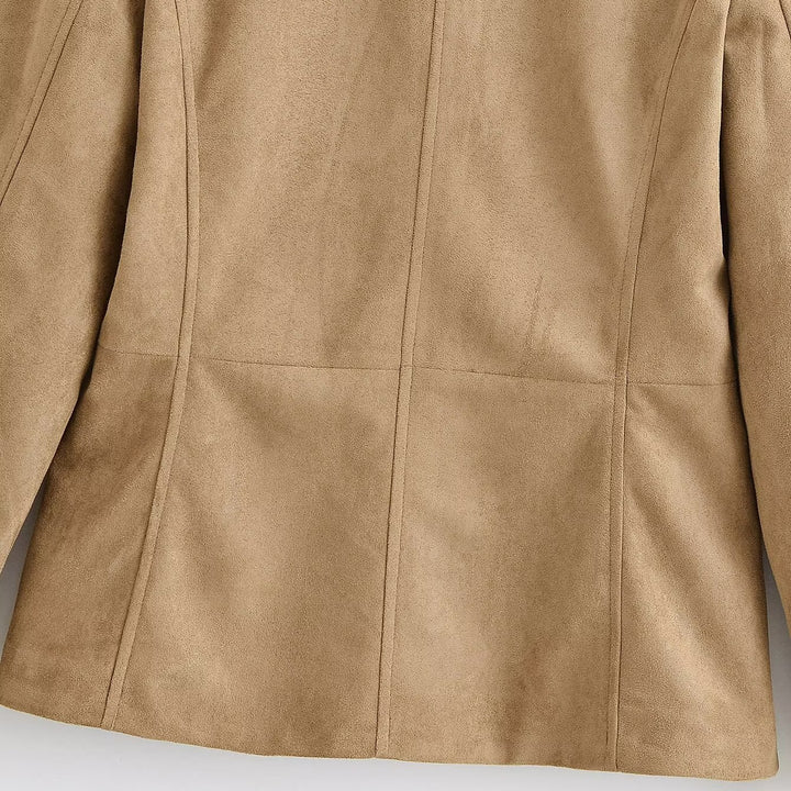 Damen Taillierte Safarijacke aus Wildlederoptik mit Stehkragen und Zierknöpfen Echo Archiv