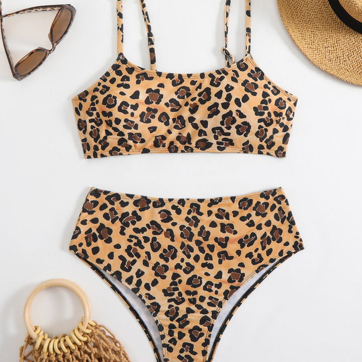 Damen Bikini-Set mit trendigem Leopardenmuster und hohem Taillenbund Echo Archiv