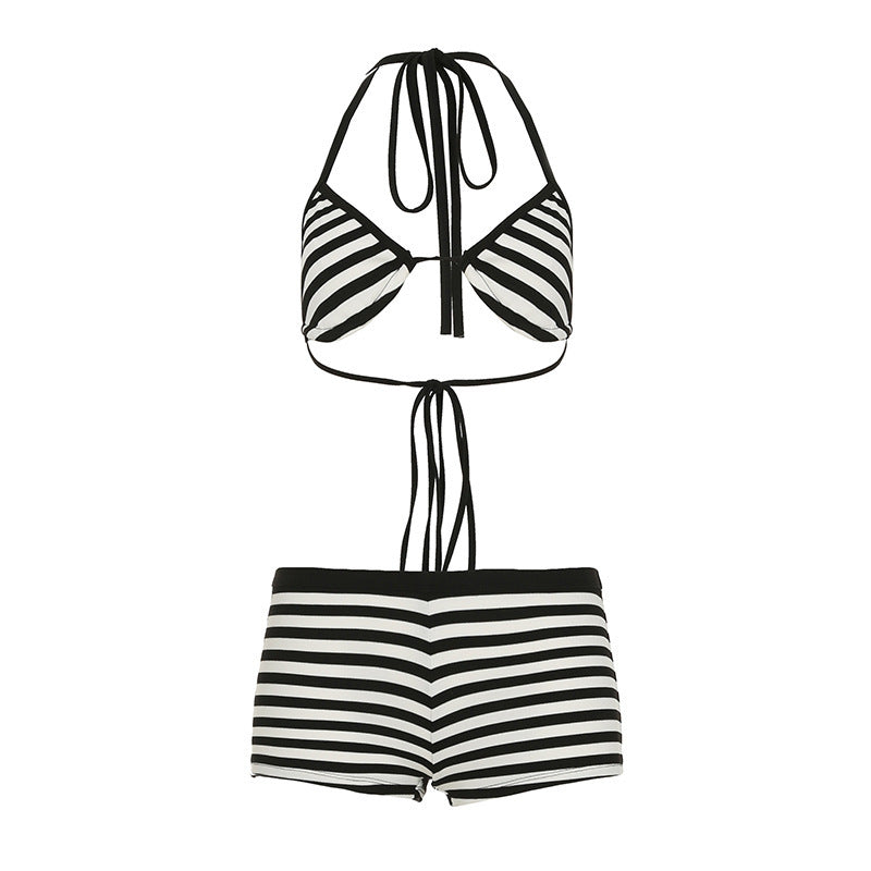 Damen trendiges Bikini-Set mit tieferem Ausschnitt und verstellbaren Trägern Echoarchiv
