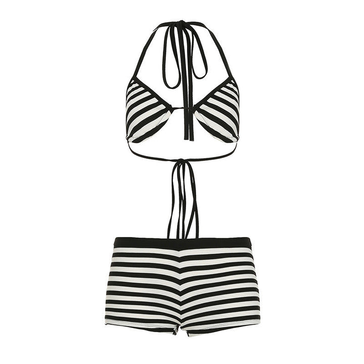Damen trendiges Bikini-Set mit tieferem Ausschnitt und verstellbaren Trägern Echoarchiv