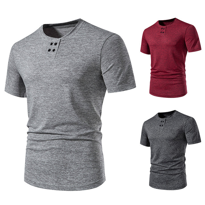 Herren modisches T-Shirt mit strukturiertem Obermaterial und asymmetrischem Kragen Echoarchiv