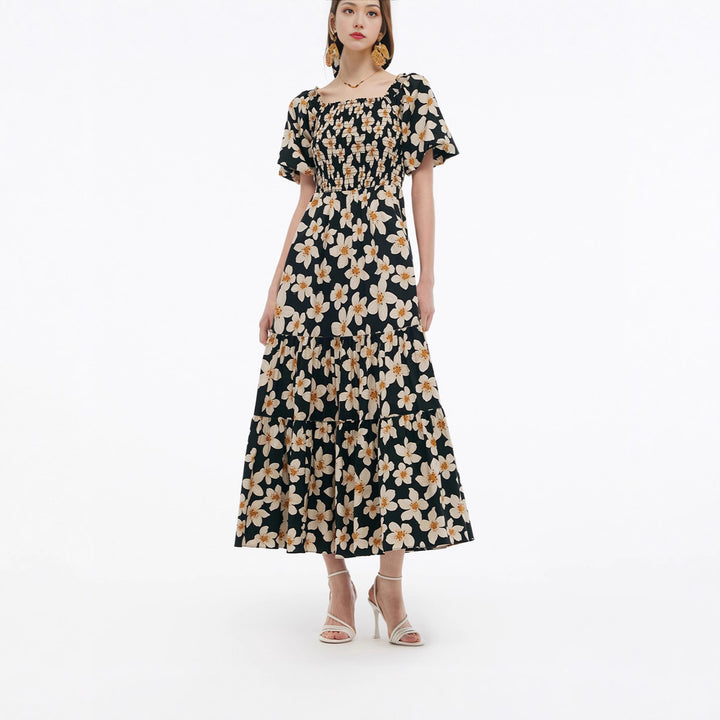Damen Maxikleid mit voluminösem Rock und Blumenmuster Echo Archiv