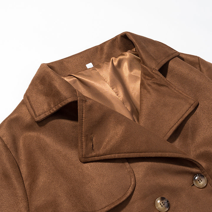 Damen Langer Doppelreihiger Mantel im Trenchcoat‑Stil mit Taillengürtel und Ärmelriegel Echo Archiv