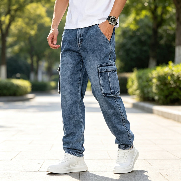 Herren Coole Cargo-Jeans mit elastischem Bündchen Echoarchiv