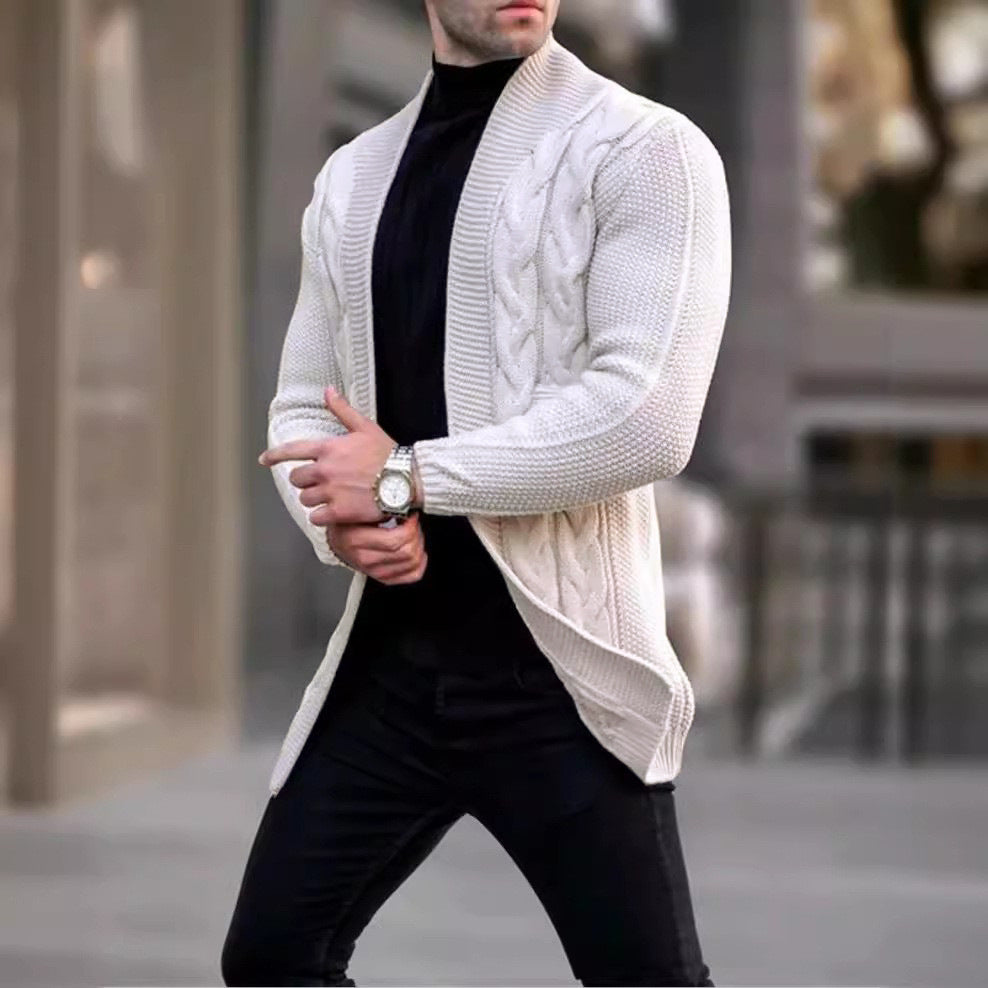 Herren Strickjacke mit Zopfmuster und langen Ärmeln Echoarchiv