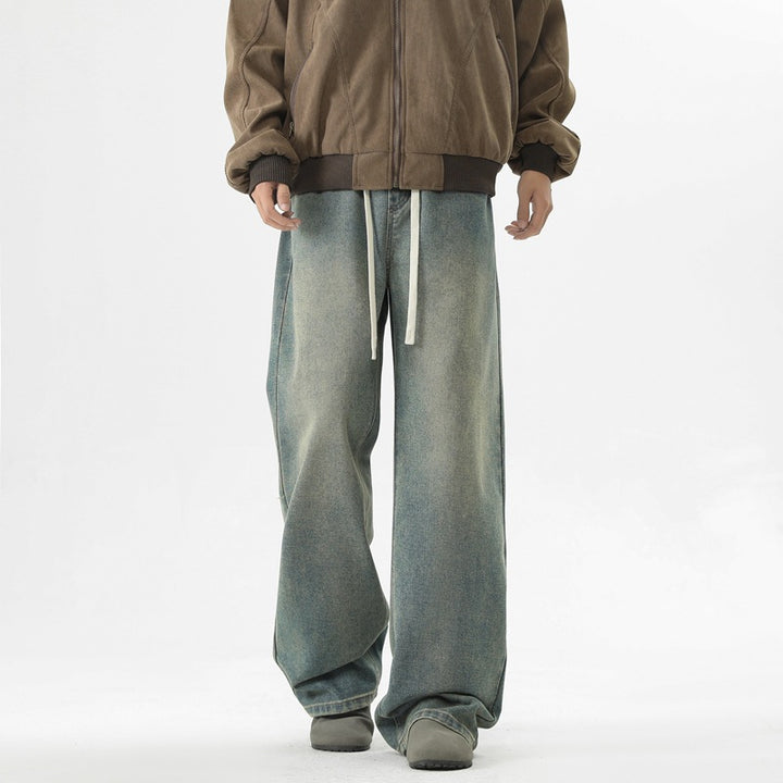 Herren Oversized Jeanshose mit weitem Schnitt und verstellbarem Bund Echoarchiv