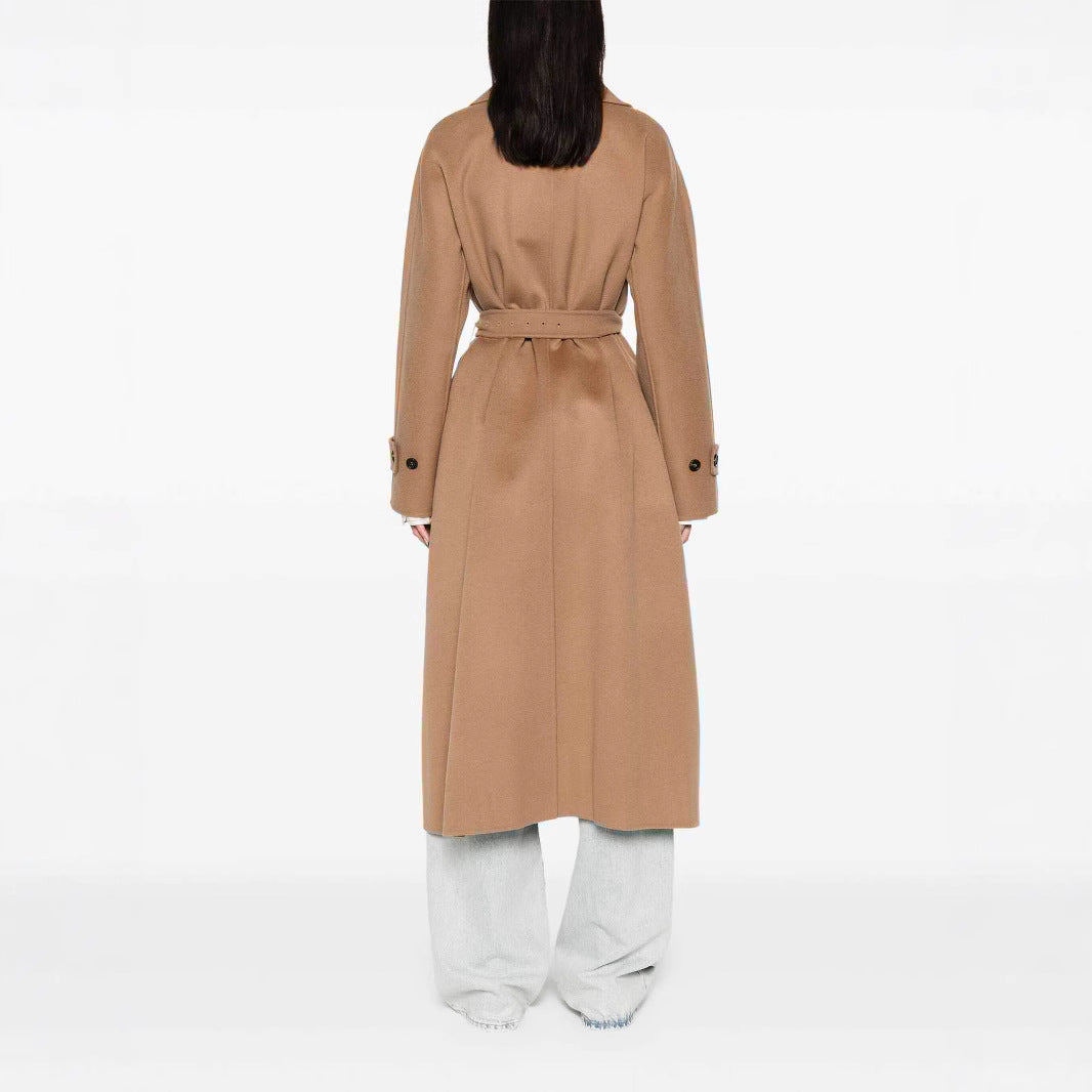 Damen Wickelmantel aus Wollmix mit Taillengürtel und Oversize-Schulter Echoarchiv