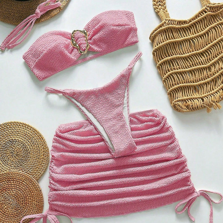 Damen Bandeau-Bikini mit herausragendem Ringdesign und seitlichen Raffung Echo Archiv