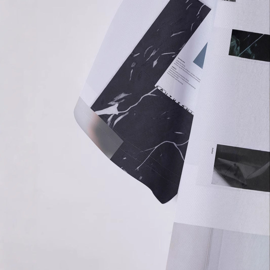 Herren Kurzarm Polohemd mit kreativem Fotomuster Echoarchiv