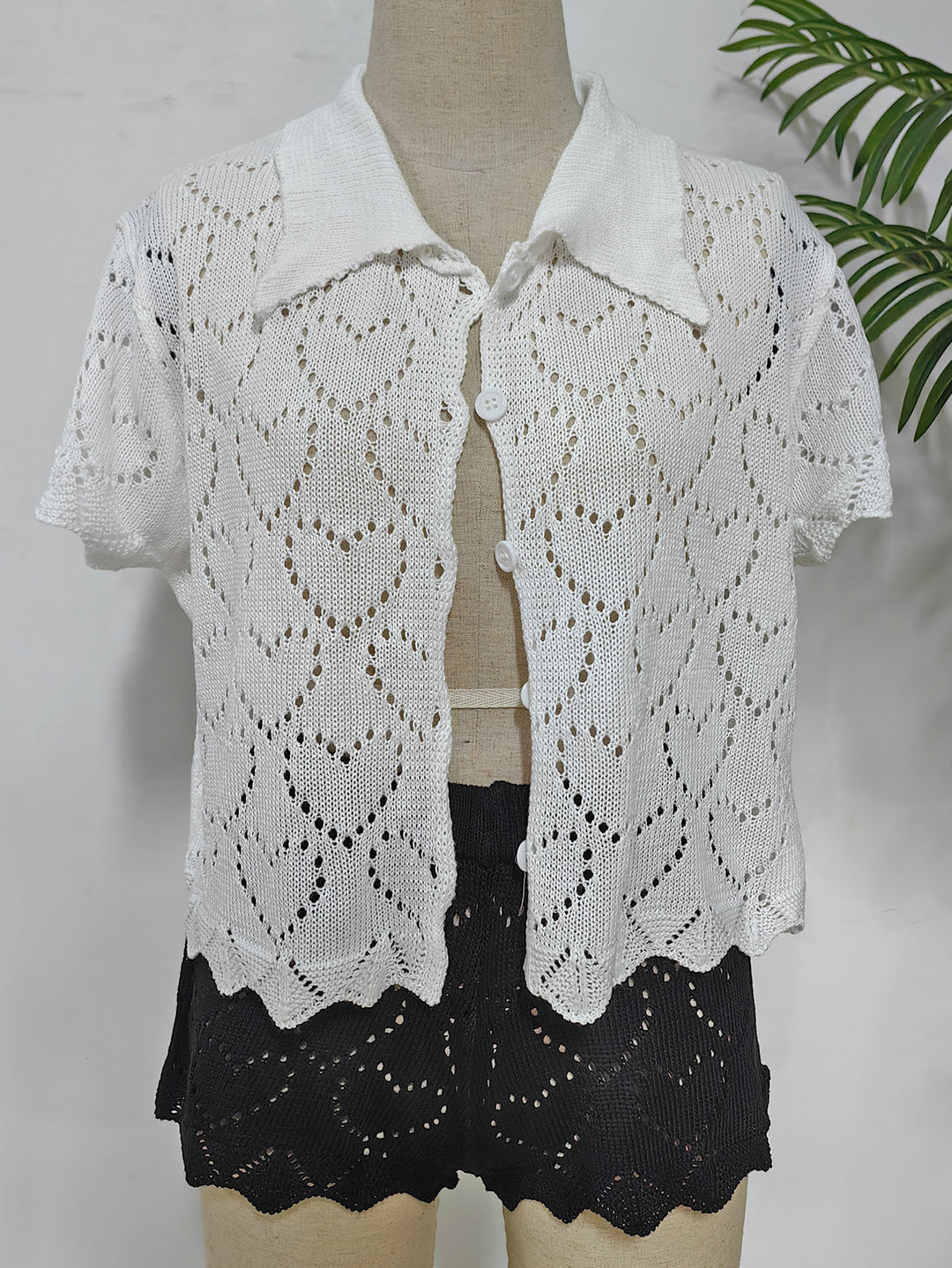 Damen luftiger Häkel-Cardigan mit modischem Lochmuster Echo Archiv