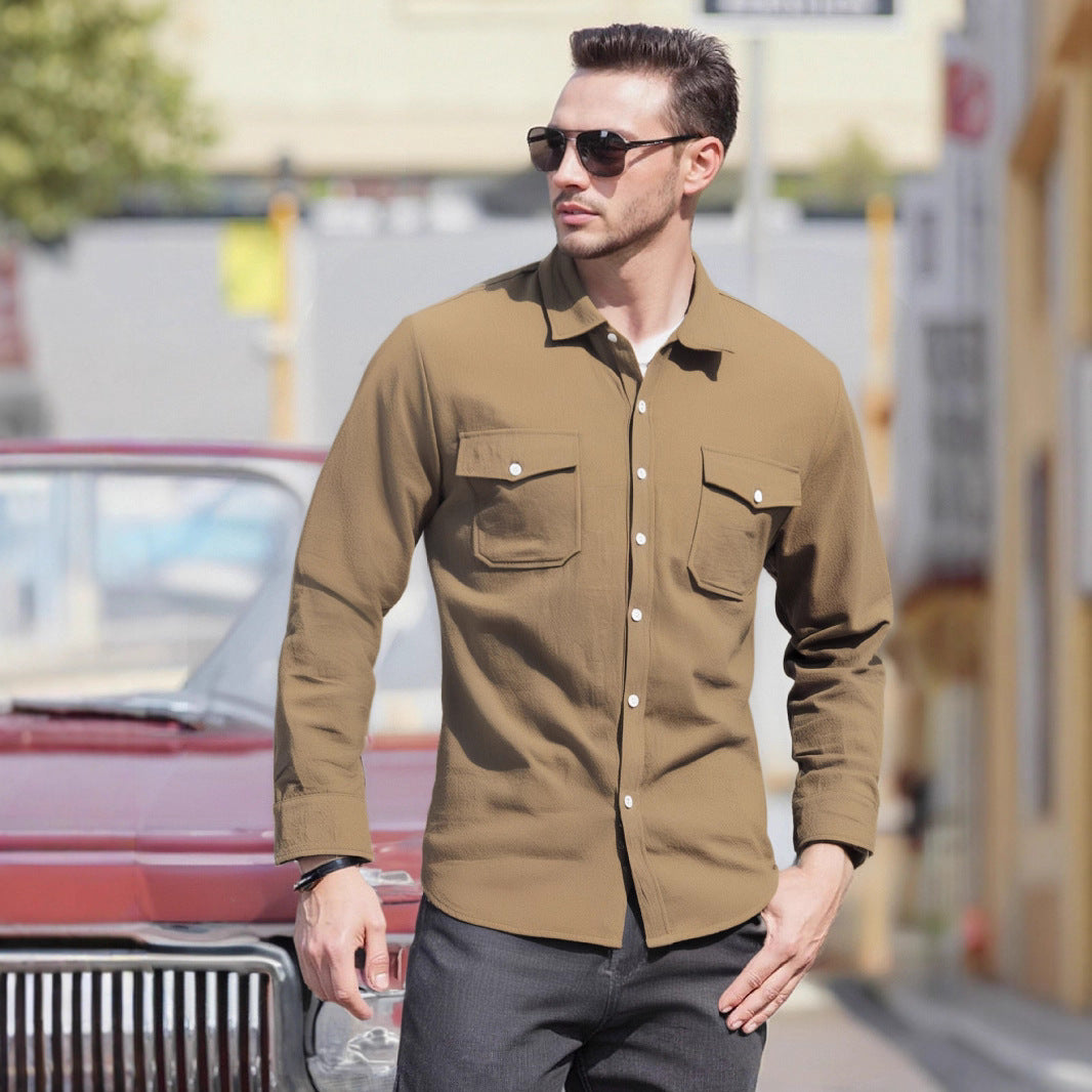 Herren Lässiges Langarmhemd mit praktischen Brusttaschen und modernem Schnitt Echoarchiv