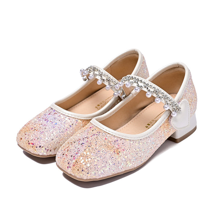 Mädchen Glitzernde Mary Jane Ballerinas mit Perlen und Schleifendekor Echo Archiv