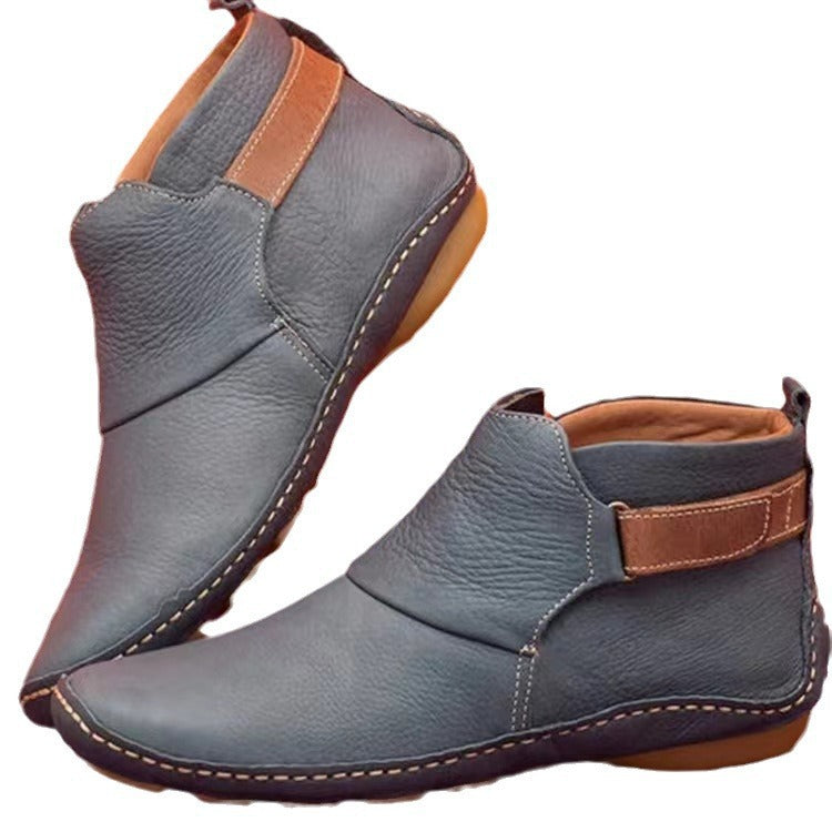 Damen Weiche Leder‑Stiefelette mit Klettverschluss, ergonomischer Laufsohle und gepolstertem Fußbett – Varelle