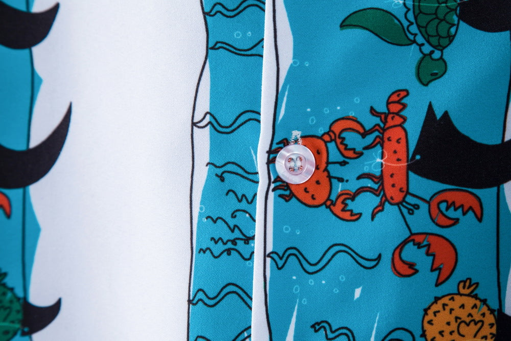 Herren Kurzarmhemd mit kreativem maritimen Design und praktischer Brusttasche Echoarchiv