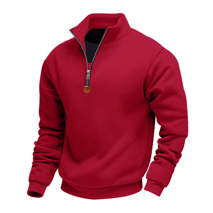 Herren nan Premium-Halbzip-Sweatshirt mit hohem Stehkragen, robustem Reißverschluss und geripptem Saum Echo Archiv