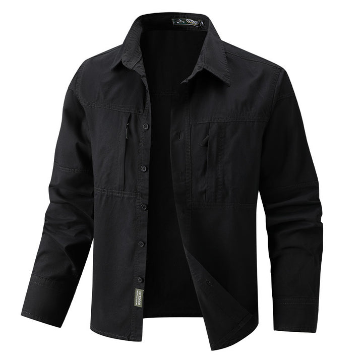 Herren nan leichtes Outdoor-Hemdjacke mit zwei vertikalen Brust-Reißverschlusstaschen und verstärkten Schulterpassen Echo Archiv