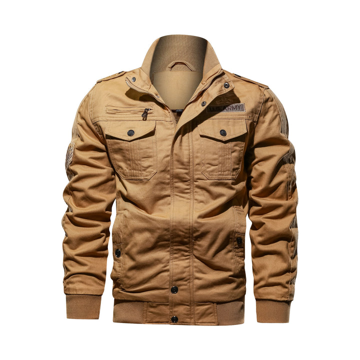 Herren Utility-Bomberjacke im Military-Stil mit Rippstehkragen und Mehrfachtaschen Echoarchiv