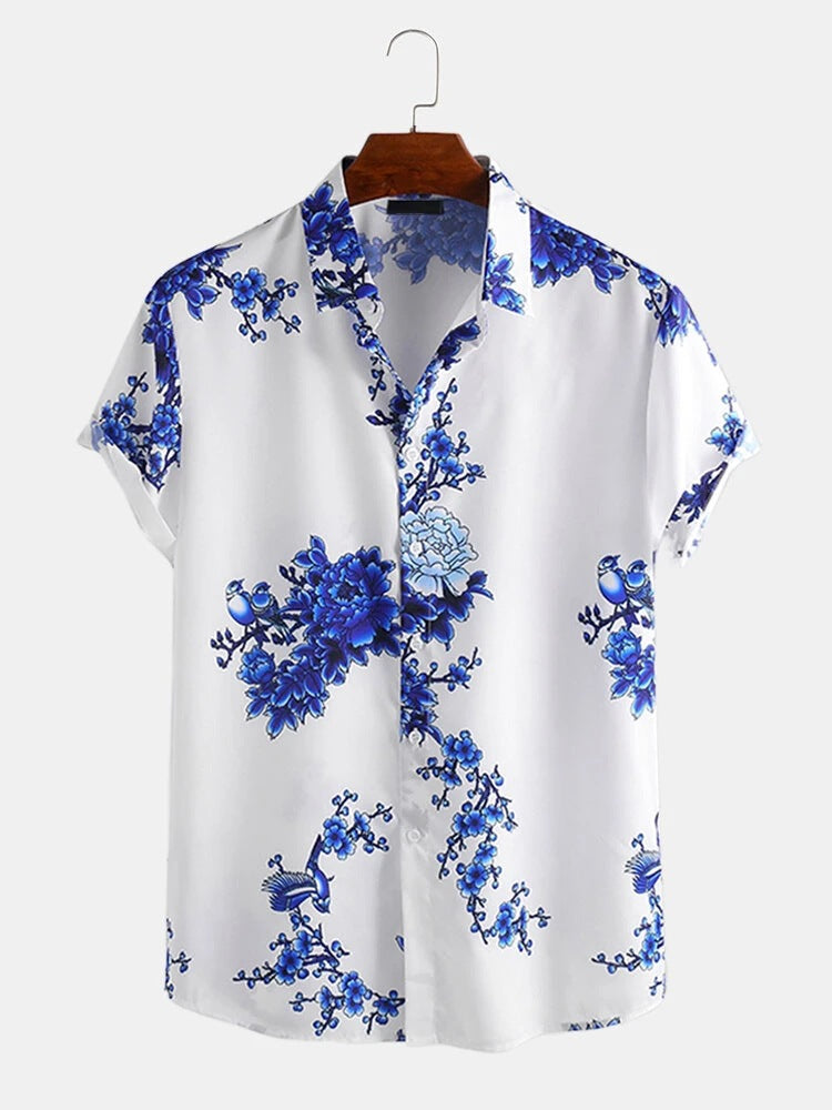 Herren Kurzarmhemd mit elegantem floralem Druck und hochwertigem Material Echoarchiv