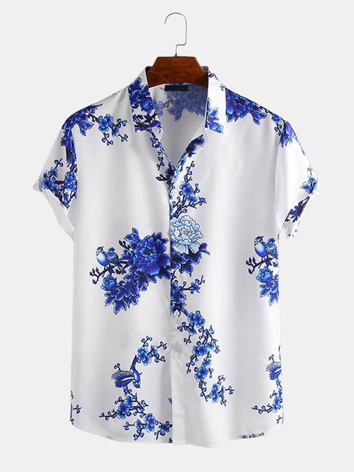 Herren Kurzarmhemd mit elegantem floralem Druck und hochwertigem Material Echoarchiv