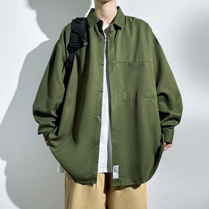 Herren Lockeres Overshirt mit praktischer Brusttasche Echoarchiv