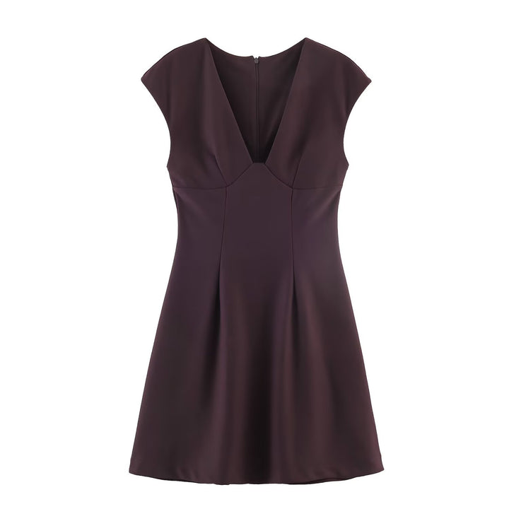 Damen elegantes Kurzkleid mit V-Ausschnitt und A-Linien-Schnitt Echo Archiv