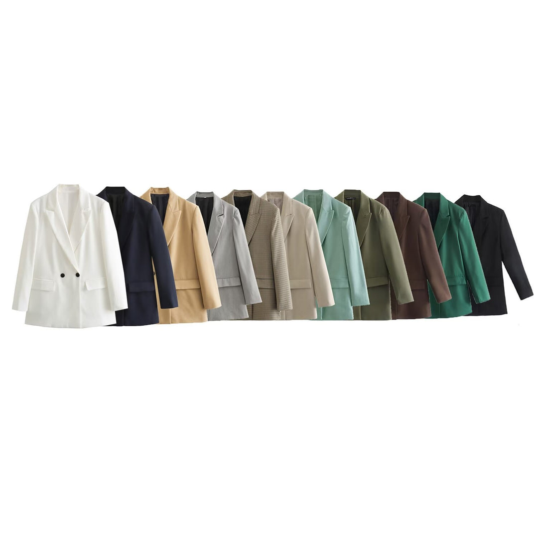 Damen nan taillierter Doppelreihiger Blazer mit schmalem Revers, aufgesetzten Pattentaschen und klarer Silhouette Echo Archiv