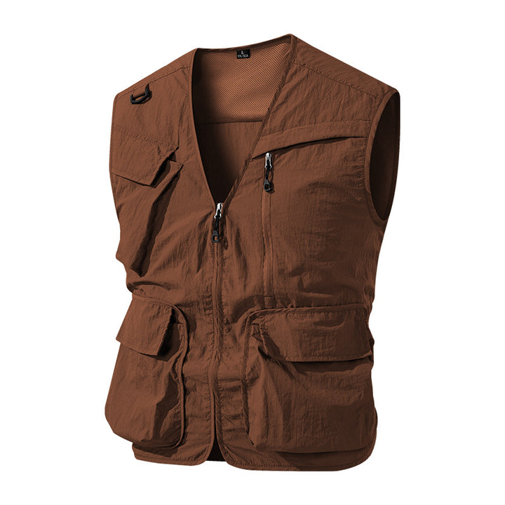 Herren Multifunktionale Outdoor-Utility‑Weste mit Mesh‑Innenfutter und zahlreichen Taschen – Marzano