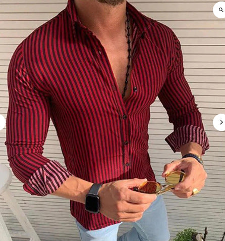 Herren Langarmhemd mit markantem Streifenmuster und modischem Schnitt Echoarchiv