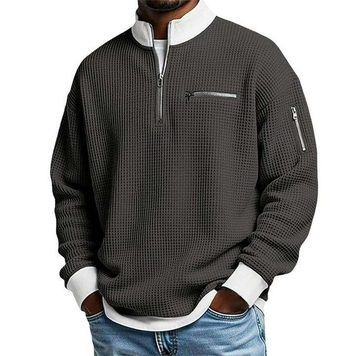 Herren Sportlicher Quarter-Zip Pullover mit strukturiertem Muster Echoarchiv