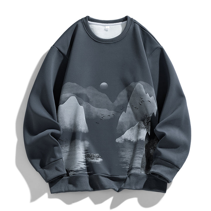 Unisex Oversize‑Sweatshirt mit Pinsel‑Print & geripptem Saum Echoarchiv