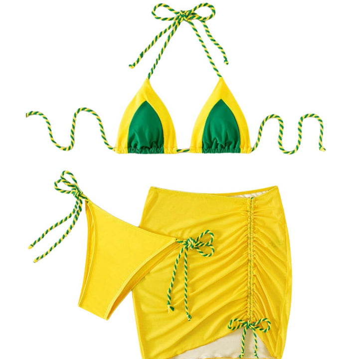 Damen Bikini-Set mit modernem Knoten-Design und figurbetontem Rock Echo Archiv