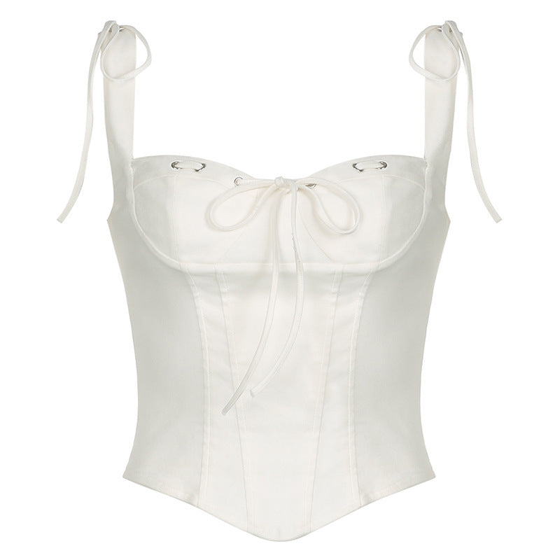 Damen Corsage-Top mit dekorativen Schnürdetails und zarten Rüschenelementen Echo Archiv